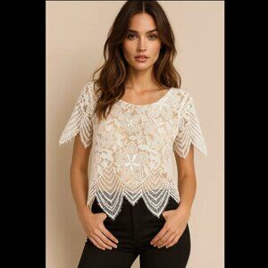 NEW Express White Floral Lace Crop Top